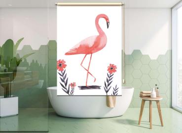 Extartiqe Duschrollo Flamingo moderner Rollo Duschvorhang